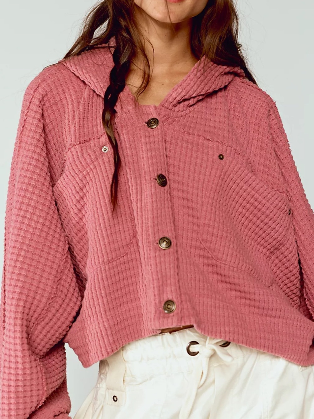 Free People Lolli Swing Cardi- Rose elegance is color. Oversized fit. Size S-XL - Picture 3 of 14